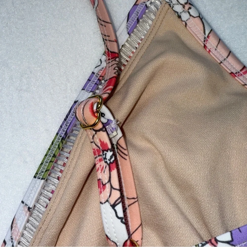 Kona Sol women’s ladder trim One Piece swimsuit multi color floral size LARGE